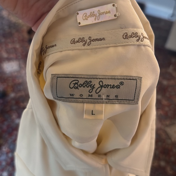 Vintage 100% Silk Ivory Button Down - Size L - Picture 6 of 7